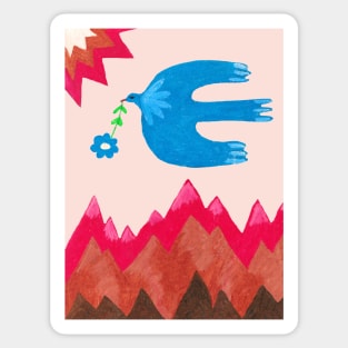 Peace bird and mountain Sticker